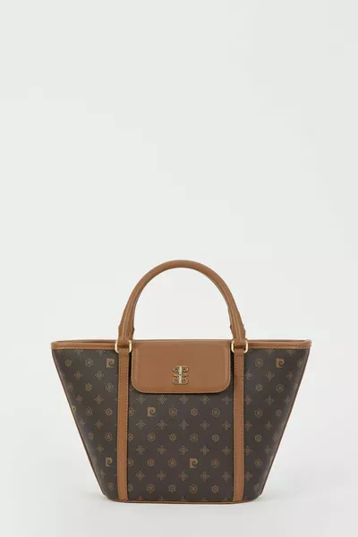 حقيبة كتف نسائية من المونوغرام باللون البني 