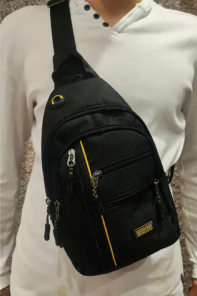 Men's Black Waterproof Canvas Crossbody and Shoulder Bag