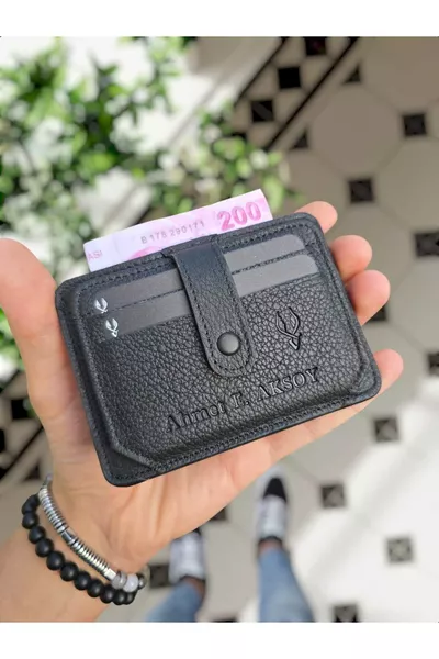 Portefeuille en cuir véritable noir avec compartiment pour billets et cartes d'identité, porte-cartes de crédit