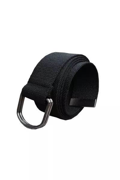 Unisex Sports Tactical Black Fabric Belt with Ring Buckle