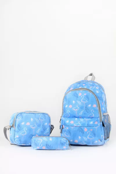 Комплект из 3 школьных сумок Голубой Фламинго /.