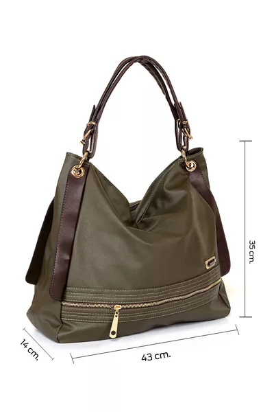 Damen Schultertasche aus grünem weichem Leder