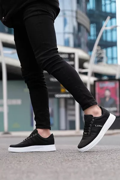  Noir Couleur Blanc Semelle Casual Hommes Baskets