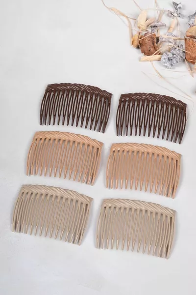 Ensemble de 6 peignes latéraux marron