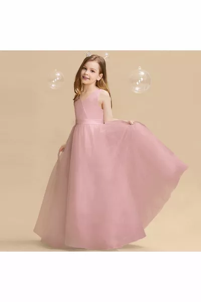 فستان لون البودرة للفتيات