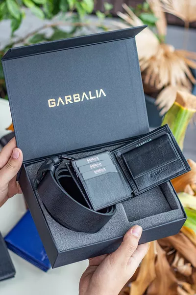 جاكسون جلد طبيعي هدية مخصصة ملفوفة عملة مقصورة حزام محفظة مجموعة