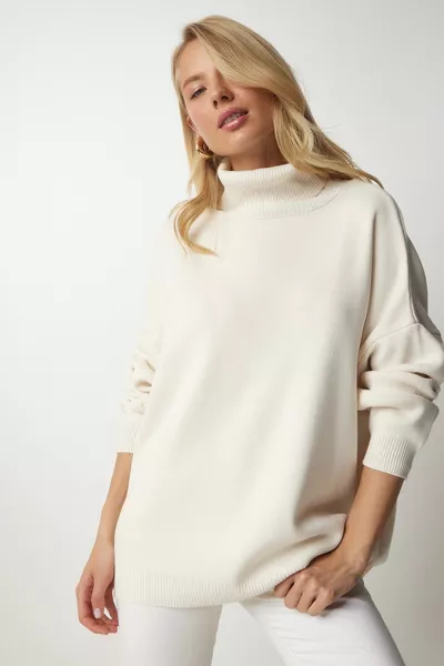 المرأة كريم الياقة المدورة سترة متماسكة كبيرة الحجم 