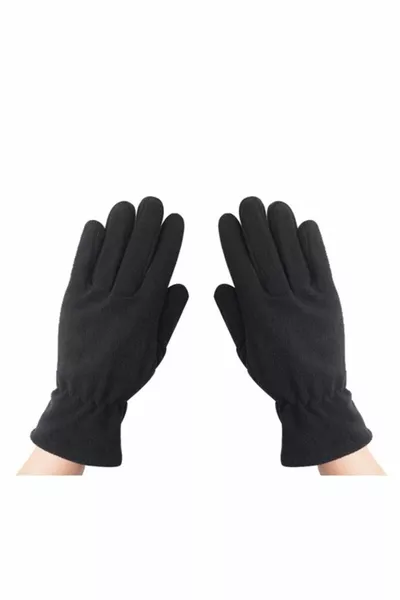 قفازات الصوف الحراري الشتوية السوداء للنساء 