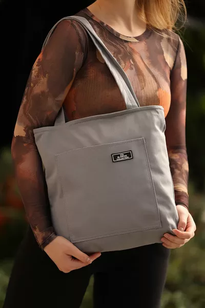  رمادي سستة عارضة الرياضة قماش حمل حقيبة المرأة الذراع وحقيبة الكتف B:  E: 