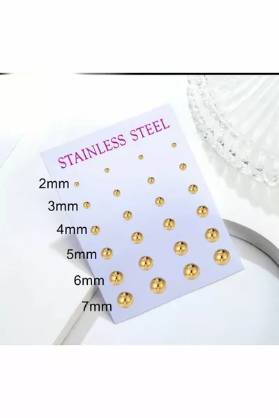 Surgical Steel Gold Color Pair Ball Earrings