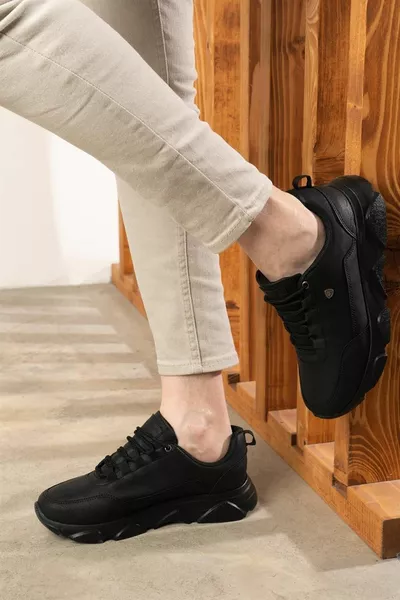  أسود اللون أسود النعل أحذية رجالية كاجوال