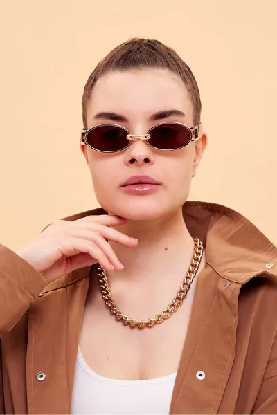 Vintage Oval Women's Sunglasses Coffee