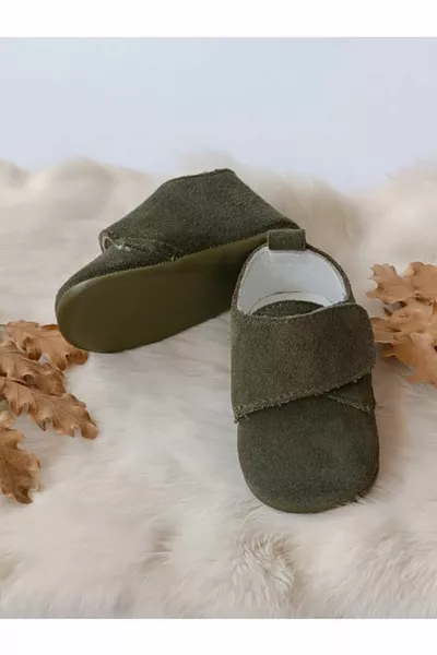 Замшевая зеленая натуральная кожа Velcro Детская Обувь