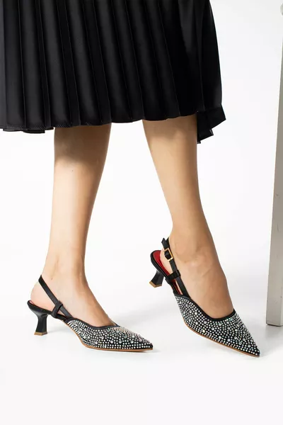 Viola Stone Talons 5cm Chaussures Femme Noir Kiristal Setan