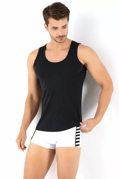 Men's Black Combed Tank Top