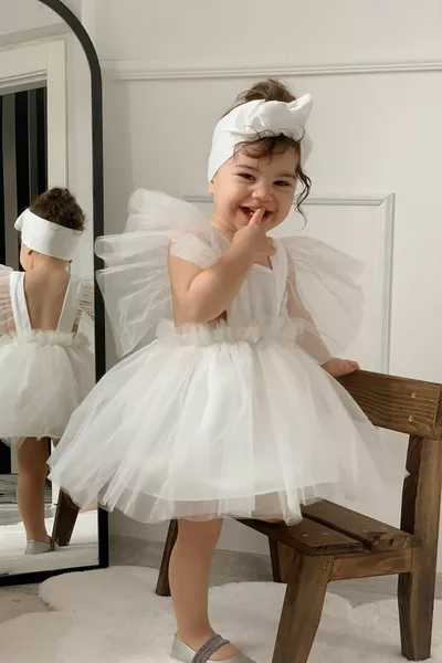 Бели момичета Сатенена вечерна рокля Момичета Рожден ден Парти Облекло за празнуване