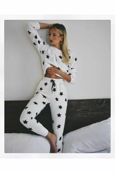 Ensemble pyjama étoilé blanc femme
