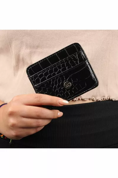 STD женский кожаный кошелек и держатель для карт  черный классический