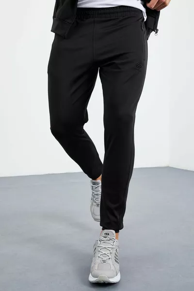 Set tuta da uomo con colletto rialzato con cerniera nera - 