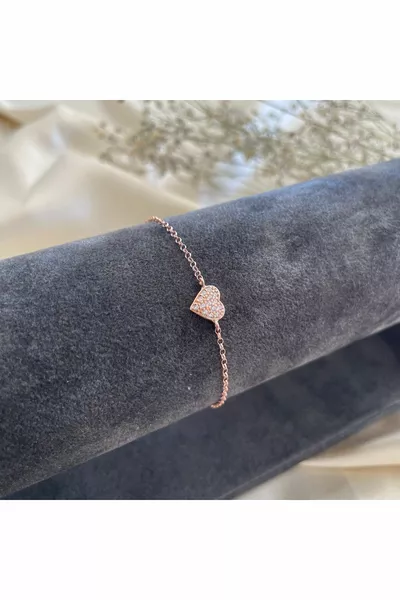 Гривна сърце Rosegold | Сребърна гривна  Sterling