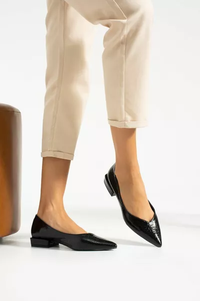 Casual zwarte Croco ballerina's voor dames Giant