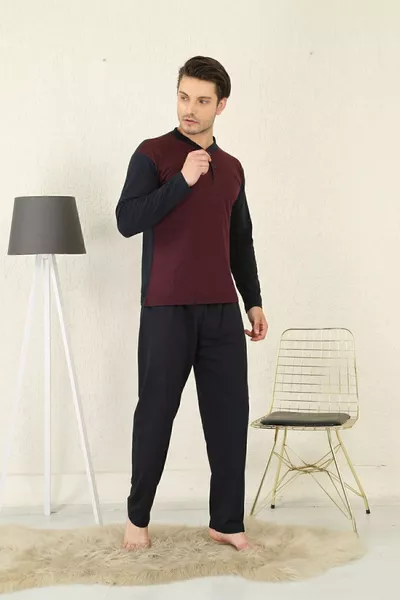 % памук Единично трико Жакард Мъжки Пижама Комплект 