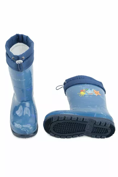 Boys' Rain Boots - Waterproof - Elasticated - Navy Blue - Figure Printed - Conch