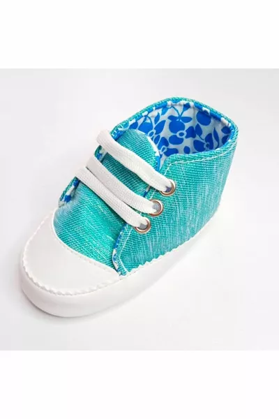 Туфли для девочек на шнуровке с бирюзовым блеском