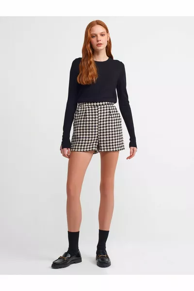  Pull Drop à manches mi-molles à col rond-noir