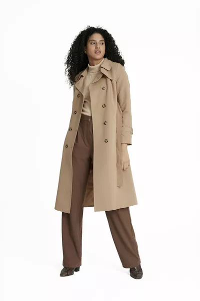 Water Repellent Wrinkle Proof Fabric Intermediate Length Trench Coat K.beige 