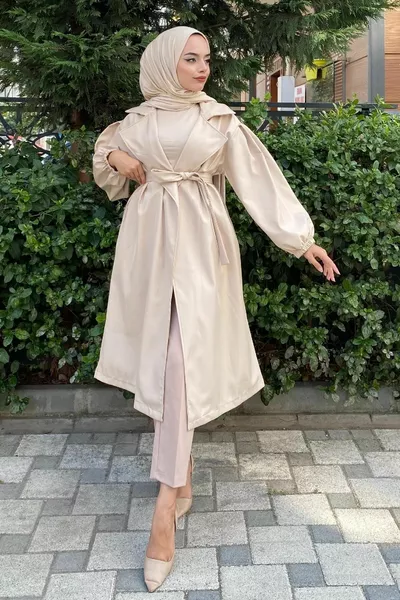 Balloon Waist Tie Trench Coat