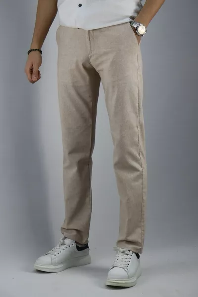 Uomo, Pizzo in vita, Vestibilità standard, Cotone, Pantaloni in lino