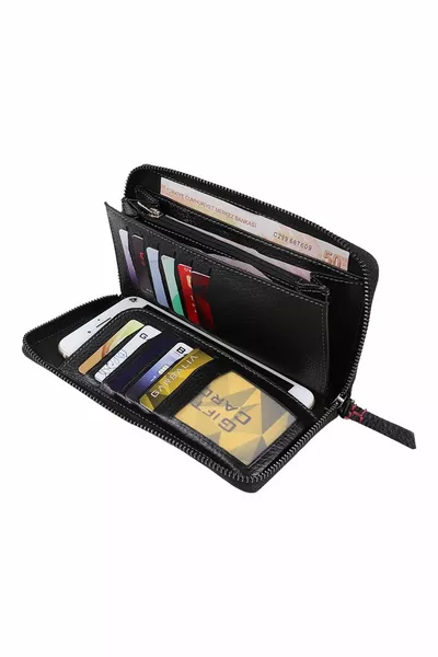 Echtes Leder Schwarz Damen Geldbörse 