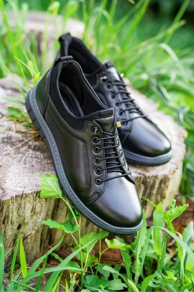 Мъжки черни зашити ортопедични ежедневни ежедневни обувки 