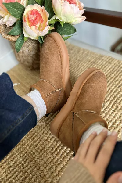 نسائي من جلد الغزال نصف بوت ترصيع الفرو الأحذية والحذاء 