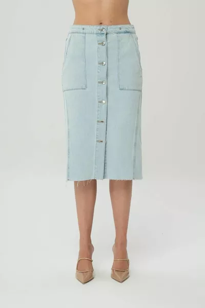 Light Blue Button Detailed Jean Skirt C 