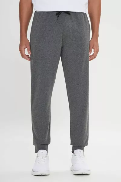 Herren anthrazit-melange Standard Fit Regular Fit Bequeme Sport-Jogginghose mit elastischem Bund und Bein