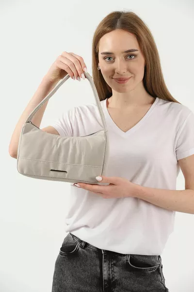 Кремовый  Отделение на одинарной молнии Холщовая ткань Женская повседневная багет Сумка для рук и плеча U: Ш: Г:6