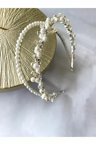 crown with double stones and pearls. Bride, Postpartum, Engagement, Wedding Crown, Hair Accessory