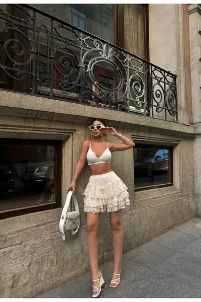 Женская юбка Миконос с кружевными шортами