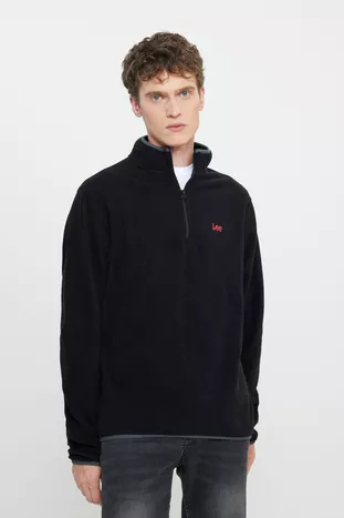 Стандартный крой Стандартный крой Стойкий воротник Молния Мужской черный флис