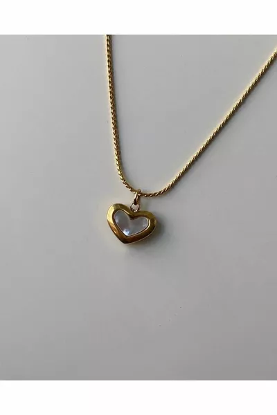 Acciaio, Collana Mini Cuore Perlescente