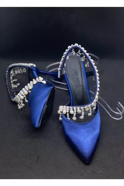 Pearl Gedrapeerde Damesschoenen Marineblauw