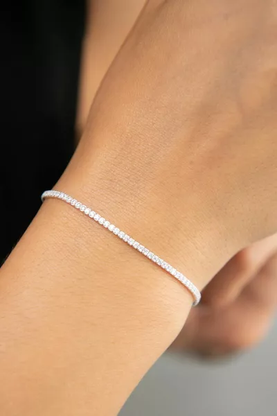 Bracciale da donna in argento da donna con zircone bianco in pietra Waterway
