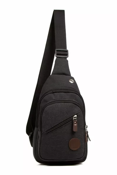 قماش الرجال حقيبة الصدر حقيبة كروس بودي ذراع واحدة للماء حقيبة الكتف مع منفذ سماعة الرأس