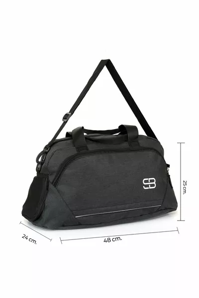 Сумка среднего размера унисекс черная спортивная для фитнеса и путешествий с глазами для обуви
