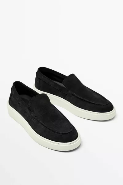 حذاء لوفر سميك من جلد الغزال