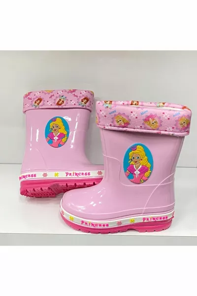 أحذية ثلجية مطرية للأطفال مقاومة للماء والبرد مع الصوف بالداخل