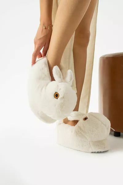 نموذج الأرنب عدم الانزلاق الوحيد عارضة ومريحة الشتاء الاطفال البندوف منزل النعال