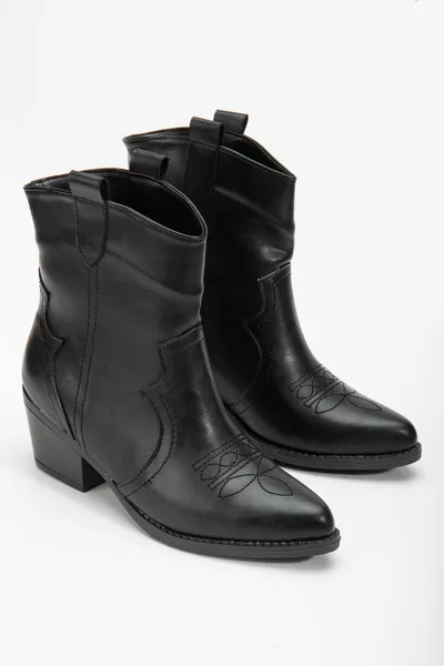 RISSOLI BLACK SKIN Stivali da cowboy western ricamati da cowgirl Stivali